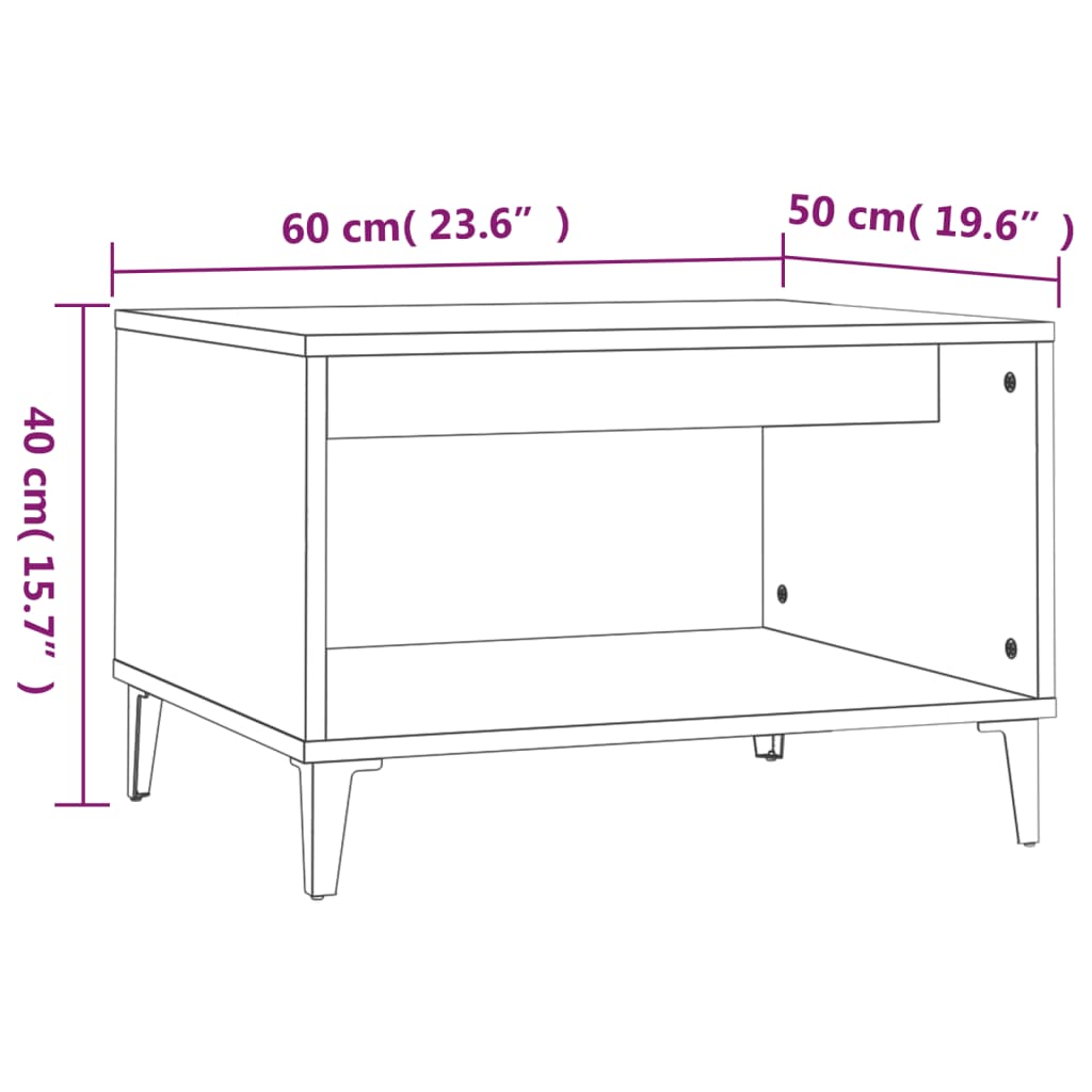 Table basse 60x50x40 cm en bois travaillé