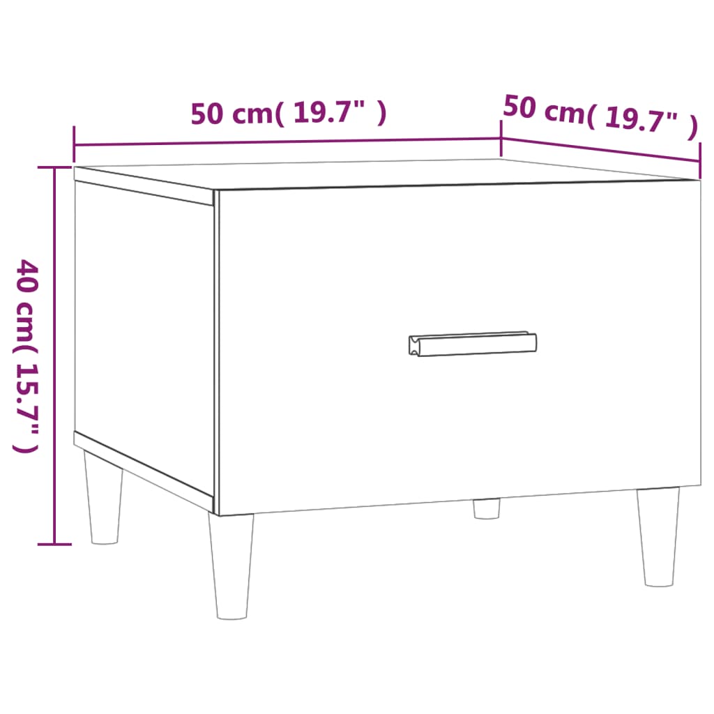 Table basse 50x50x40 cm en dérivé du bois couleur chêne