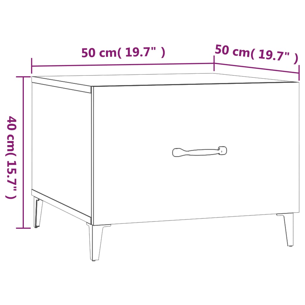 Tables basses 2 pcs avec pieds en métal 50x50x40 cm