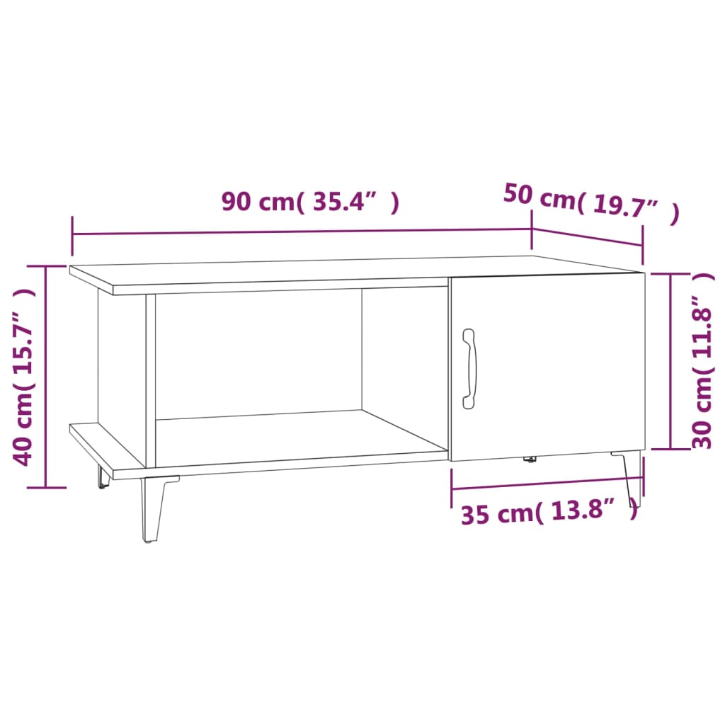 Table basse 90x50x40 cm en bois travaillé