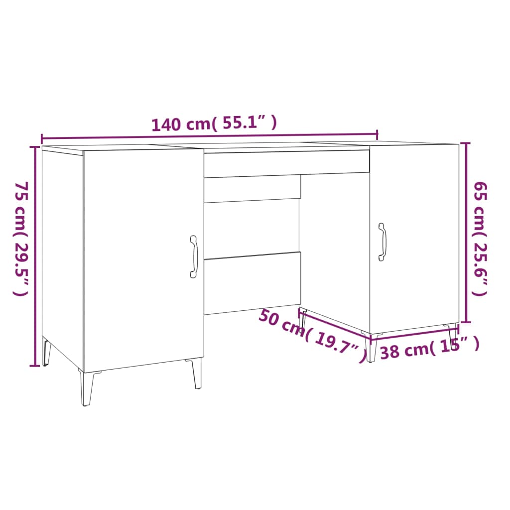 Bureau 140x50x75 cm bewerkt hout