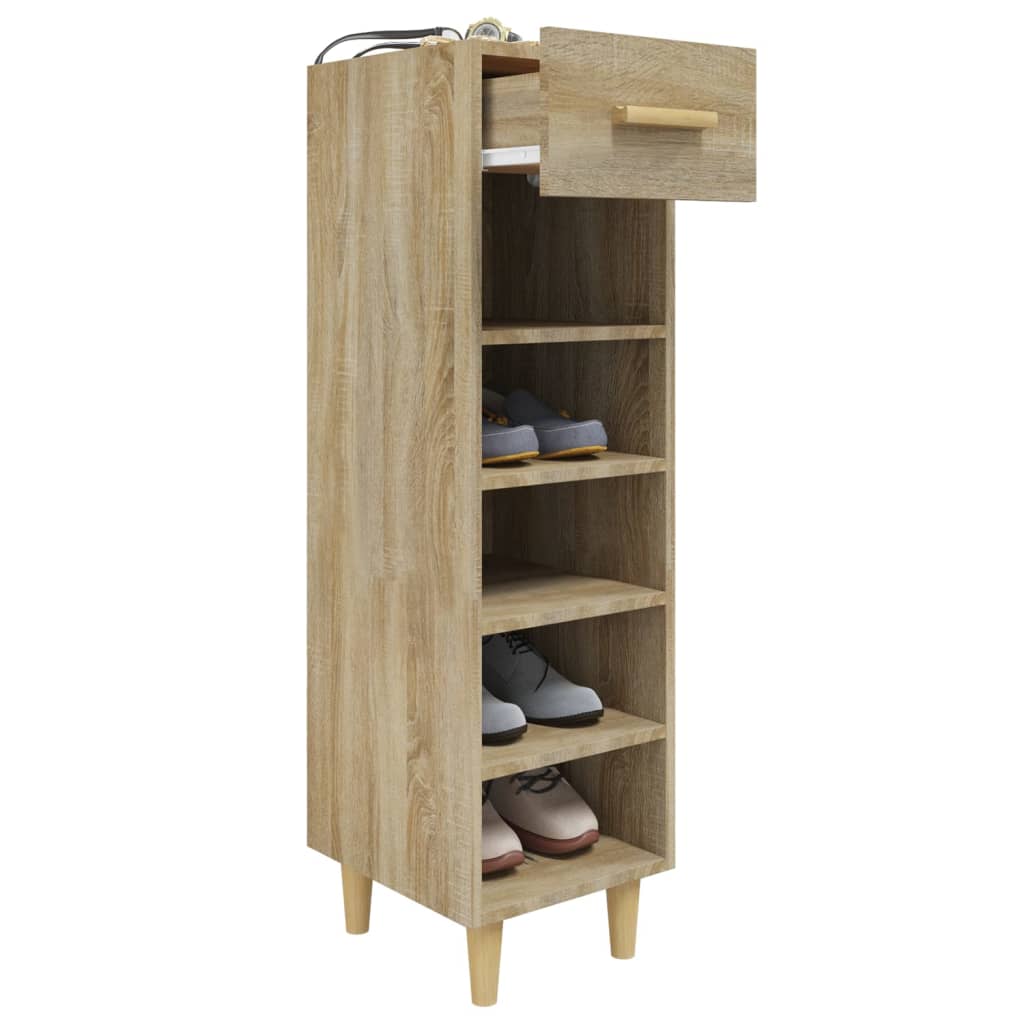 Schoenenkast 30x35x105 cm bewerkt hout eikenkleur