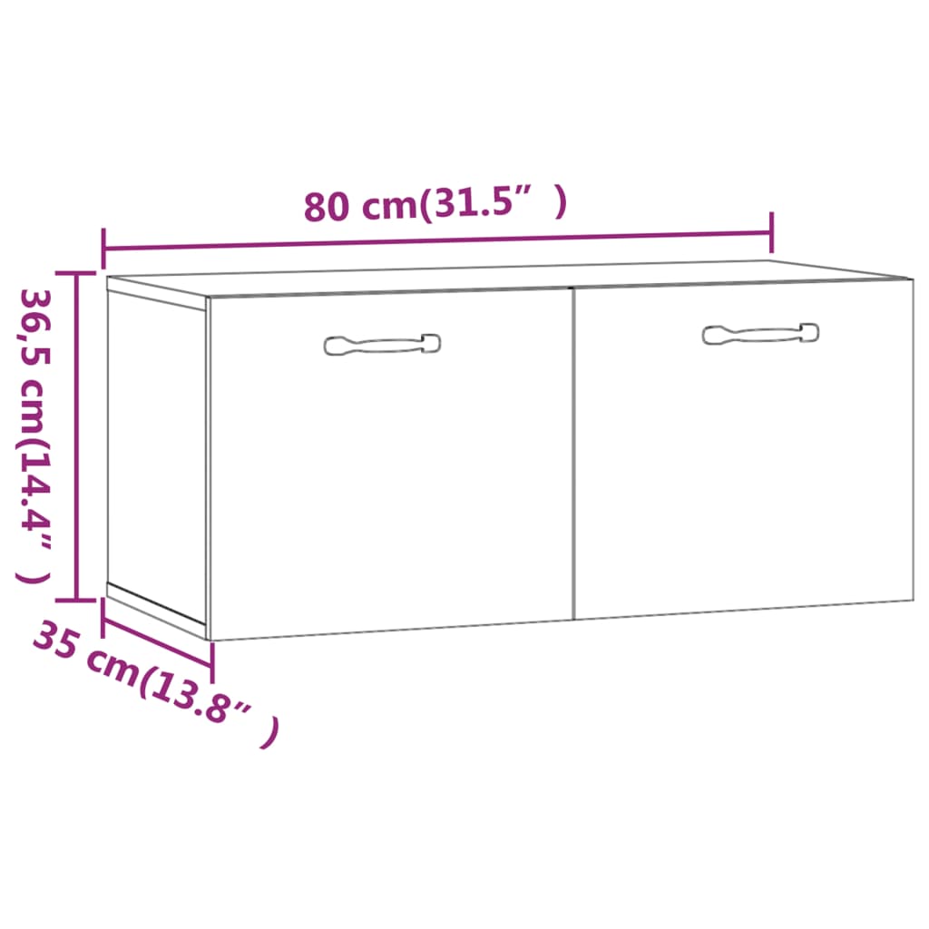 Wandkast 80x36,5x35 cm bewerkt hout