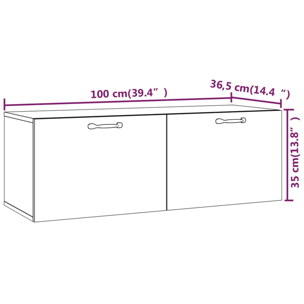 Élément mural 100x36,5x35 cm en dérivé du bois couleur chêne