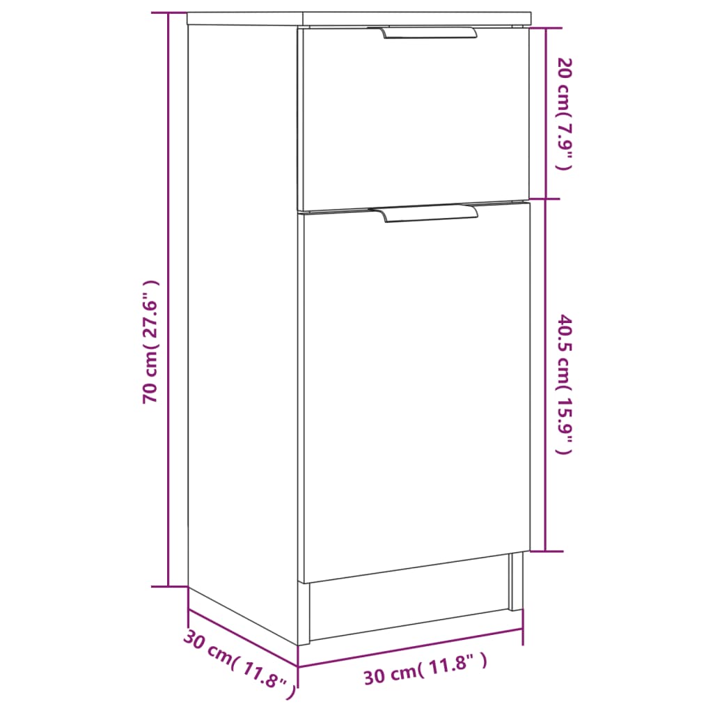 Buffets 2 pcs 30x30x70 cm bois fini