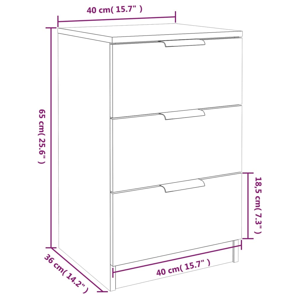 Nachtkastjes 2 st 40x36x65 cm eikenkleurig