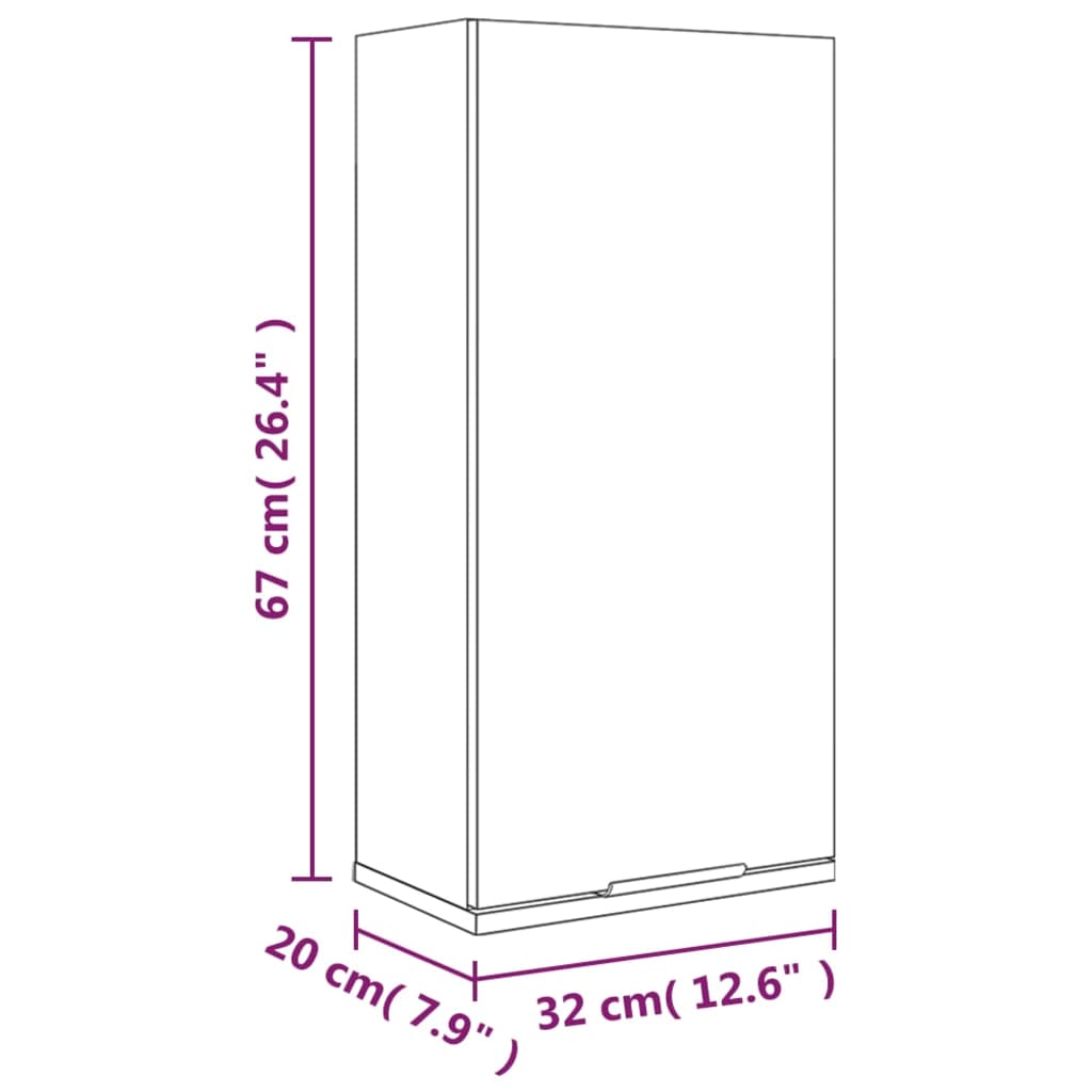 Badkamerkast wandgemonteerd 32x20x67 cm