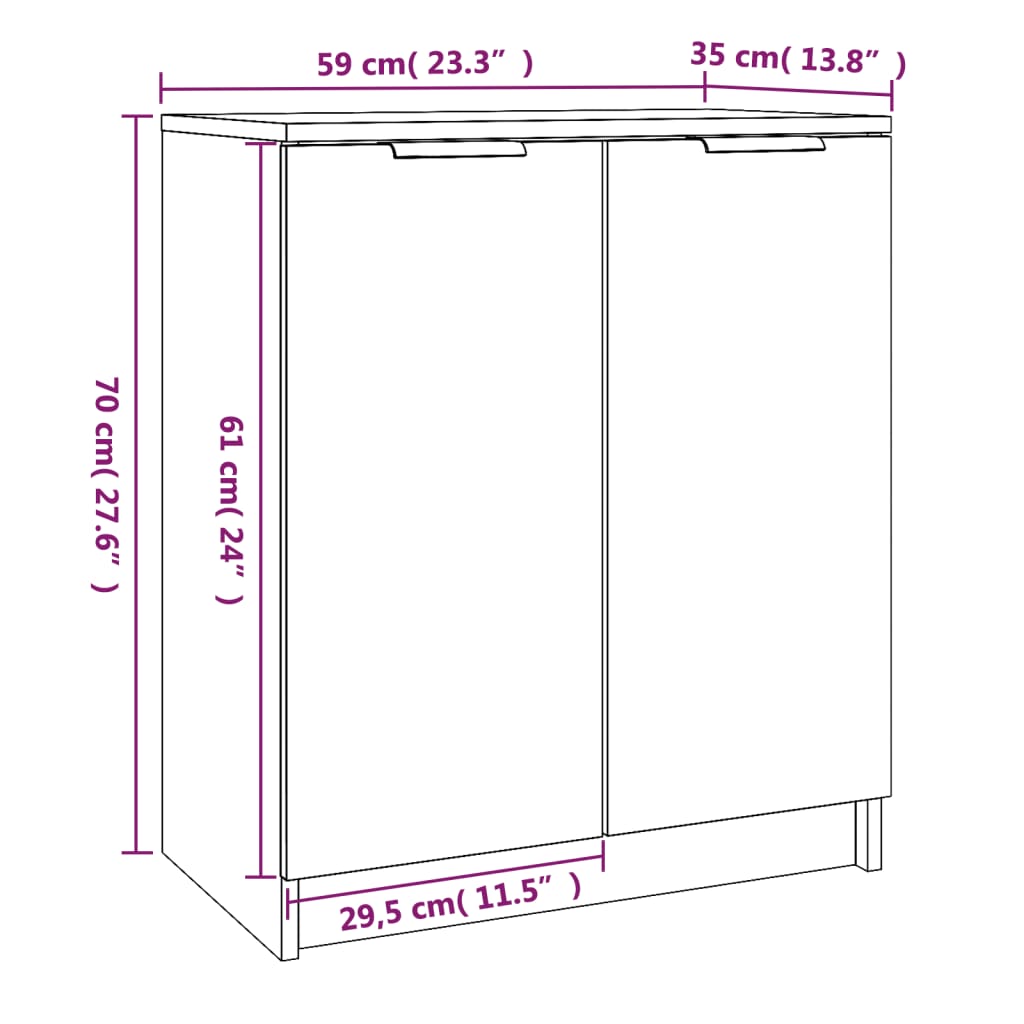 Schoenenkast 59x35x70 cm bewerkt hout artisanaal eikenkleurig