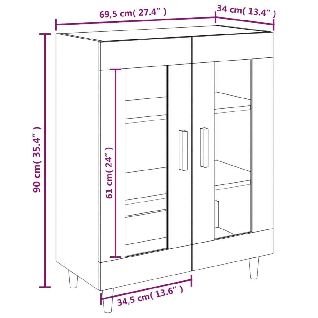 Dressoir 69,5x34x90 cm bewerkt hout