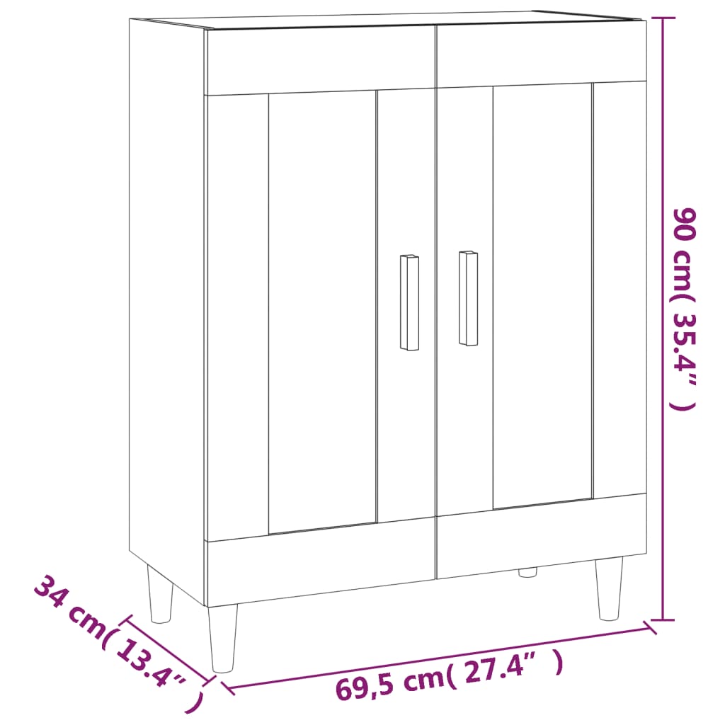 Buffet 69,5x34x90 cm en dérivé du bois, couleur chêne