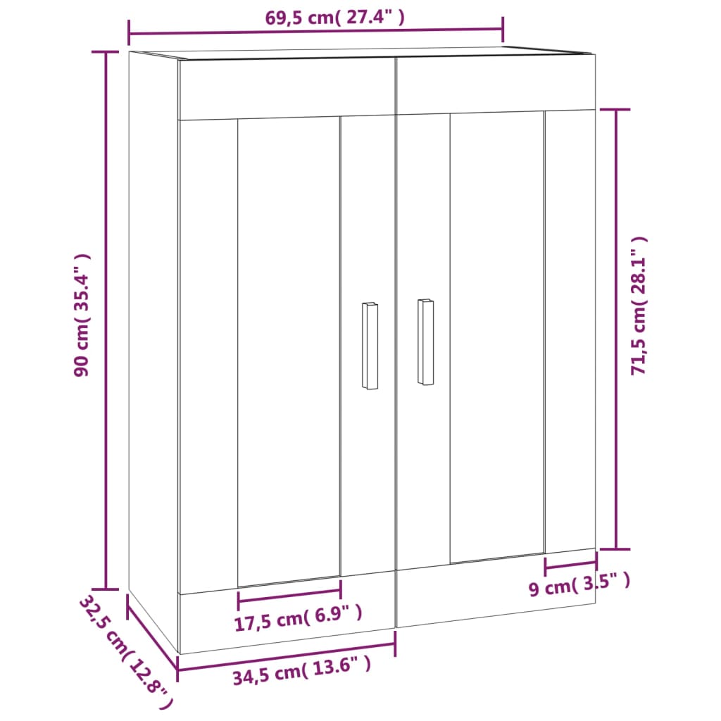 Élément mural 69,5x32,5x90 cm bois fini