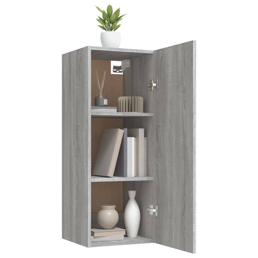 Wandkast 34,5x34x90 cm bewerkt hout eikenkleurig