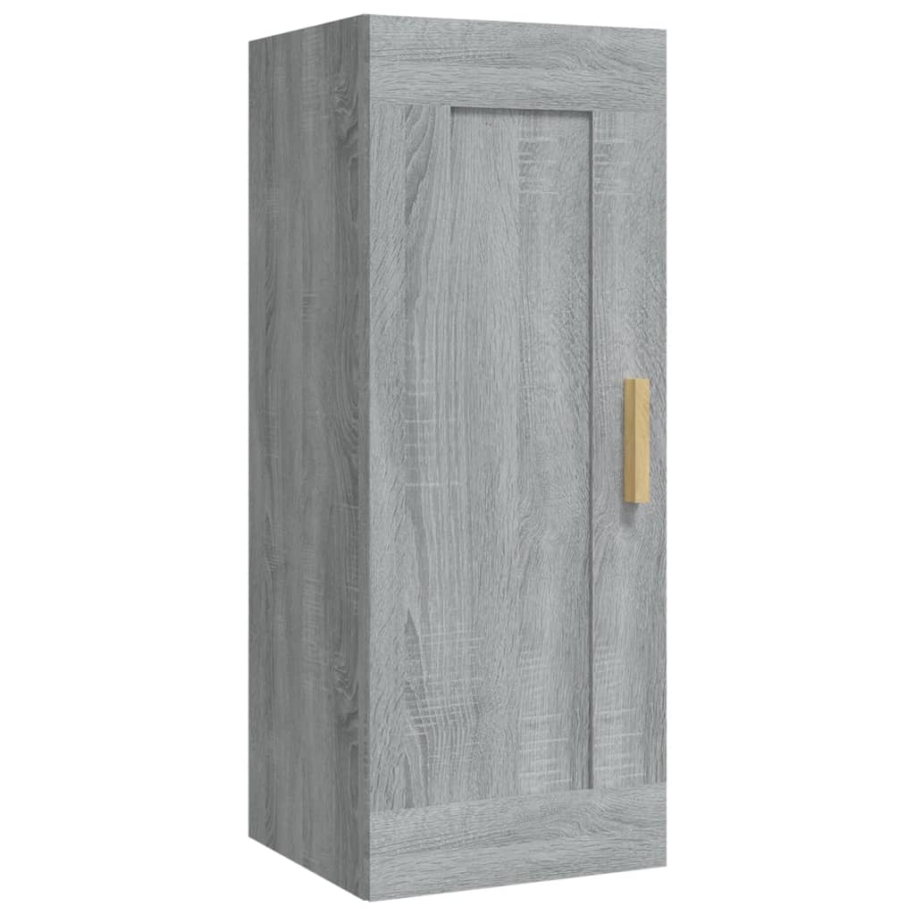 Wandkast 35x34x90 cm bewerkt hout eikenkleurig