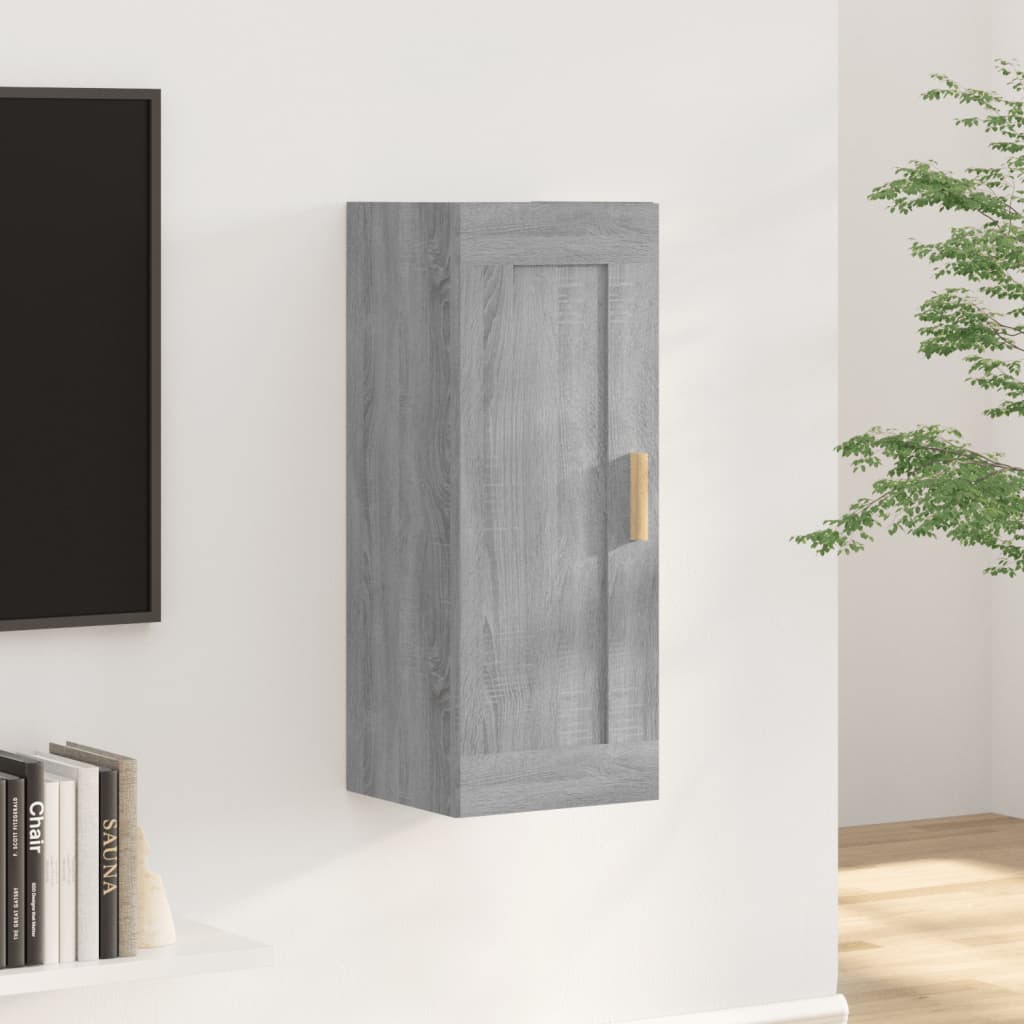 Wandkast 35x34x90 cm bewerkt hout eikenkleurig