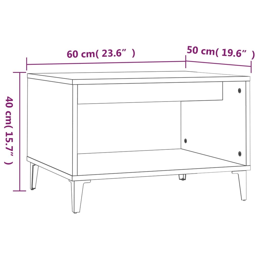 Table basse 60x50x40 cm en bois travaillé