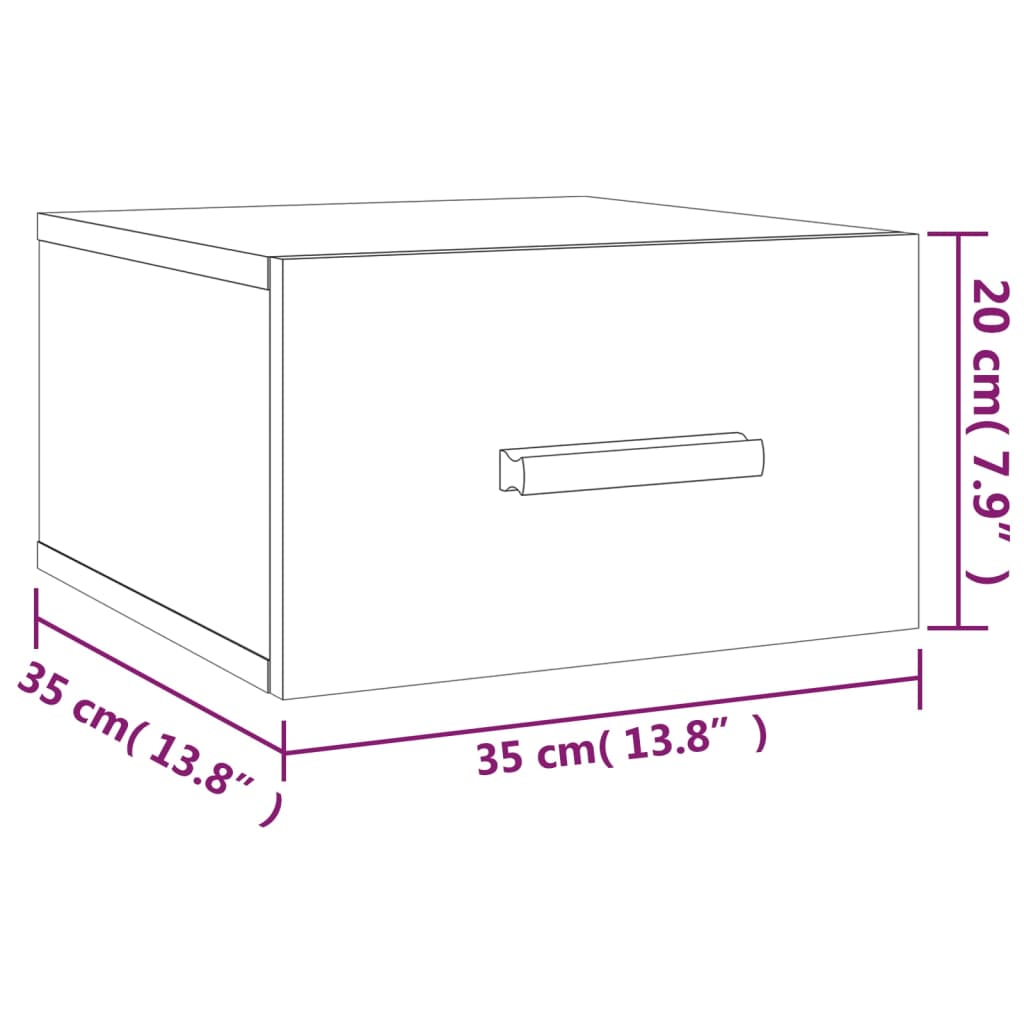 Tables de chevet 2 pcs murales 35x35x20 cm