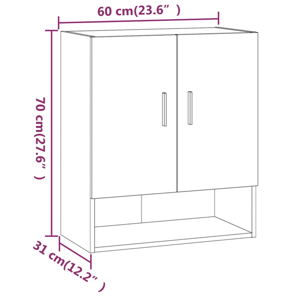 Wandkast 60x31x70 cm bewerkt hout eikenkleurig