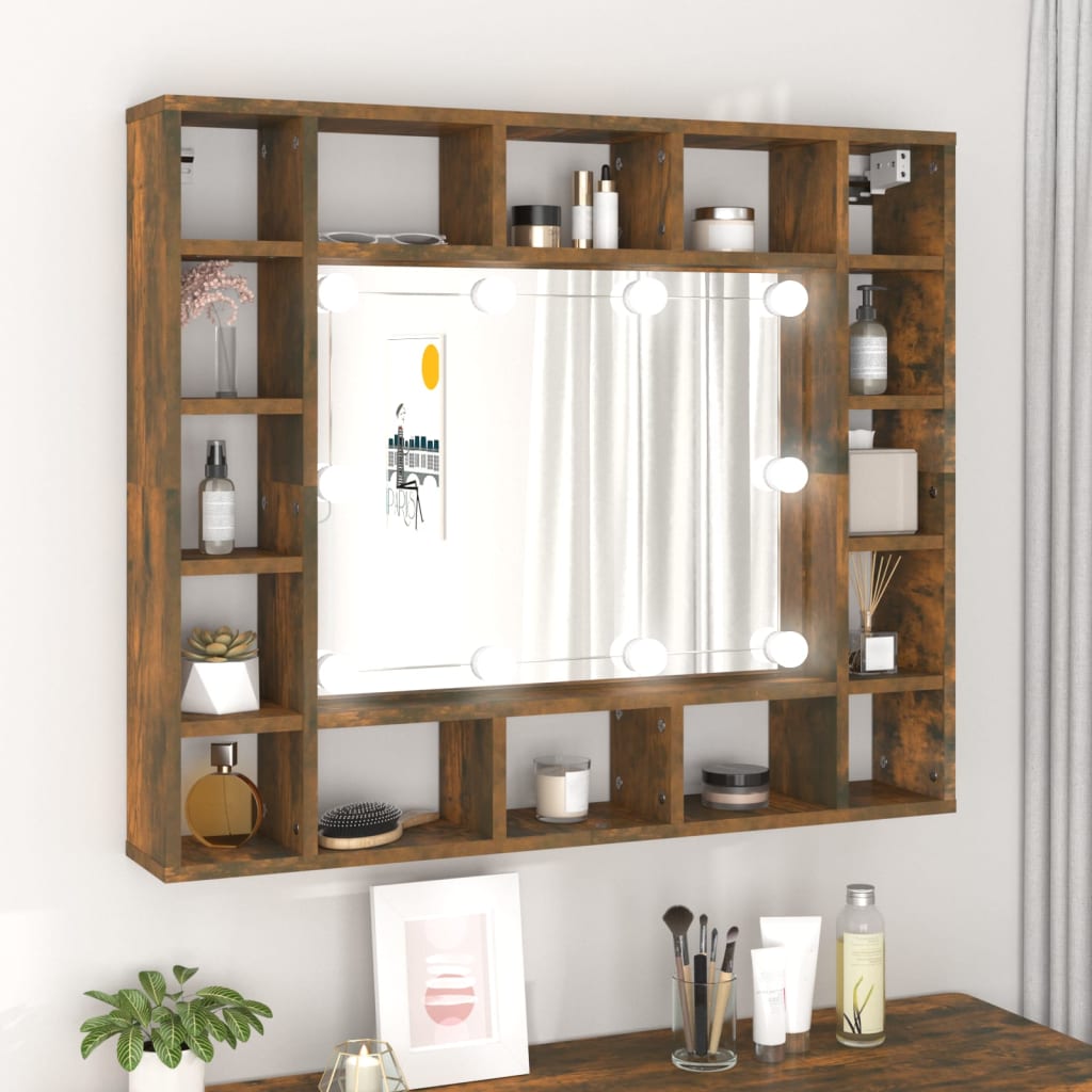 Armoire à miroir avec éclairage LED 91x15x76,5 cm