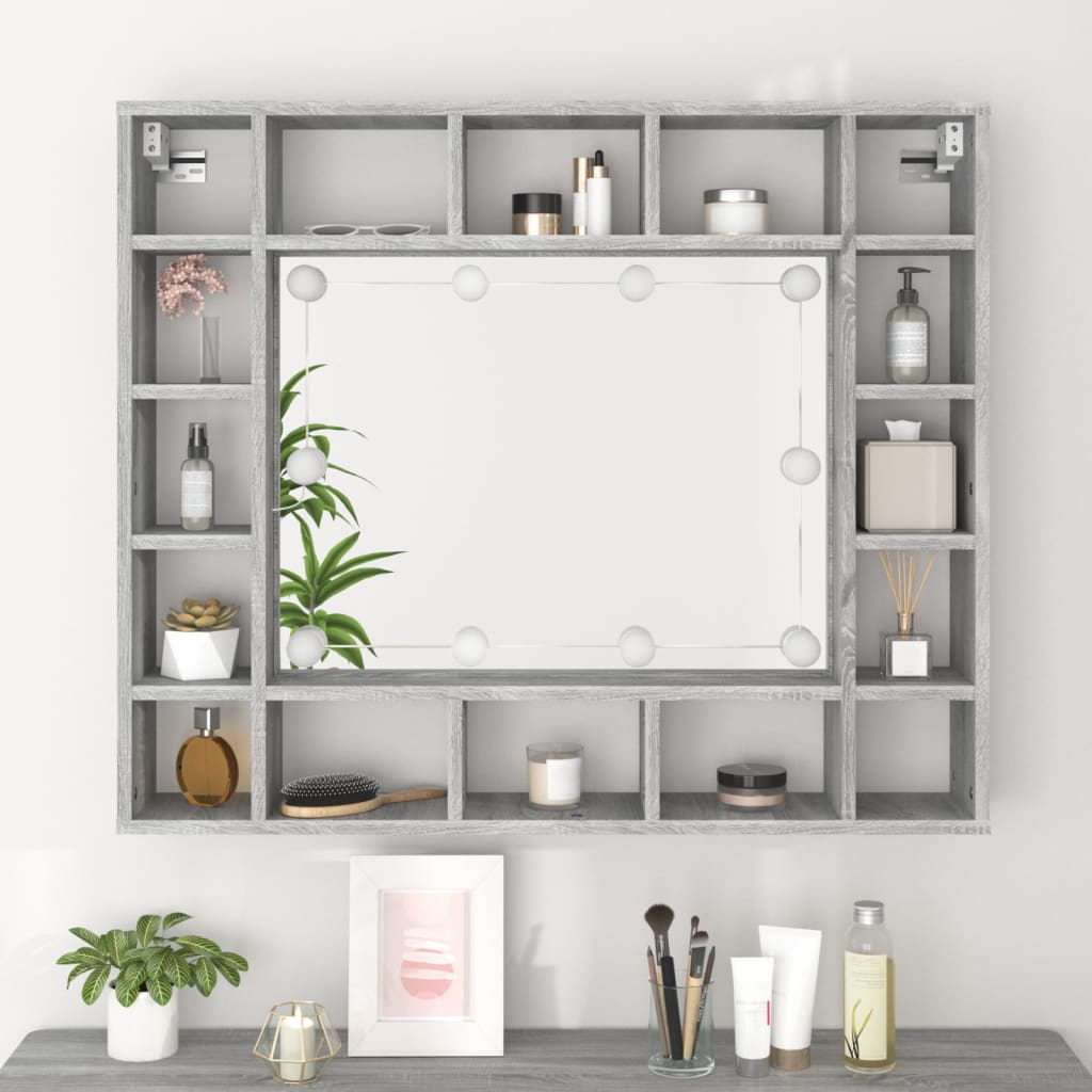 Armoire à miroir avec éclairage LED 91x15x76,5 cm