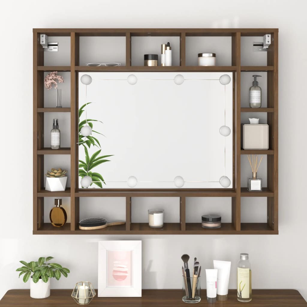 Armoire à miroir avec éclairage LED 91x15x76,5 cm