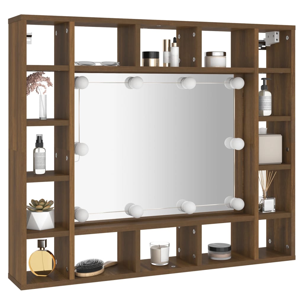 Armoire à miroir avec éclairage LED 91x15x76,5 cm