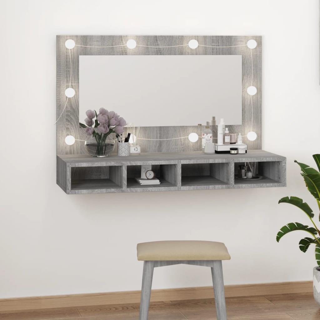 Armoire à miroir avec éclairage LED 90x31,5x62 cm