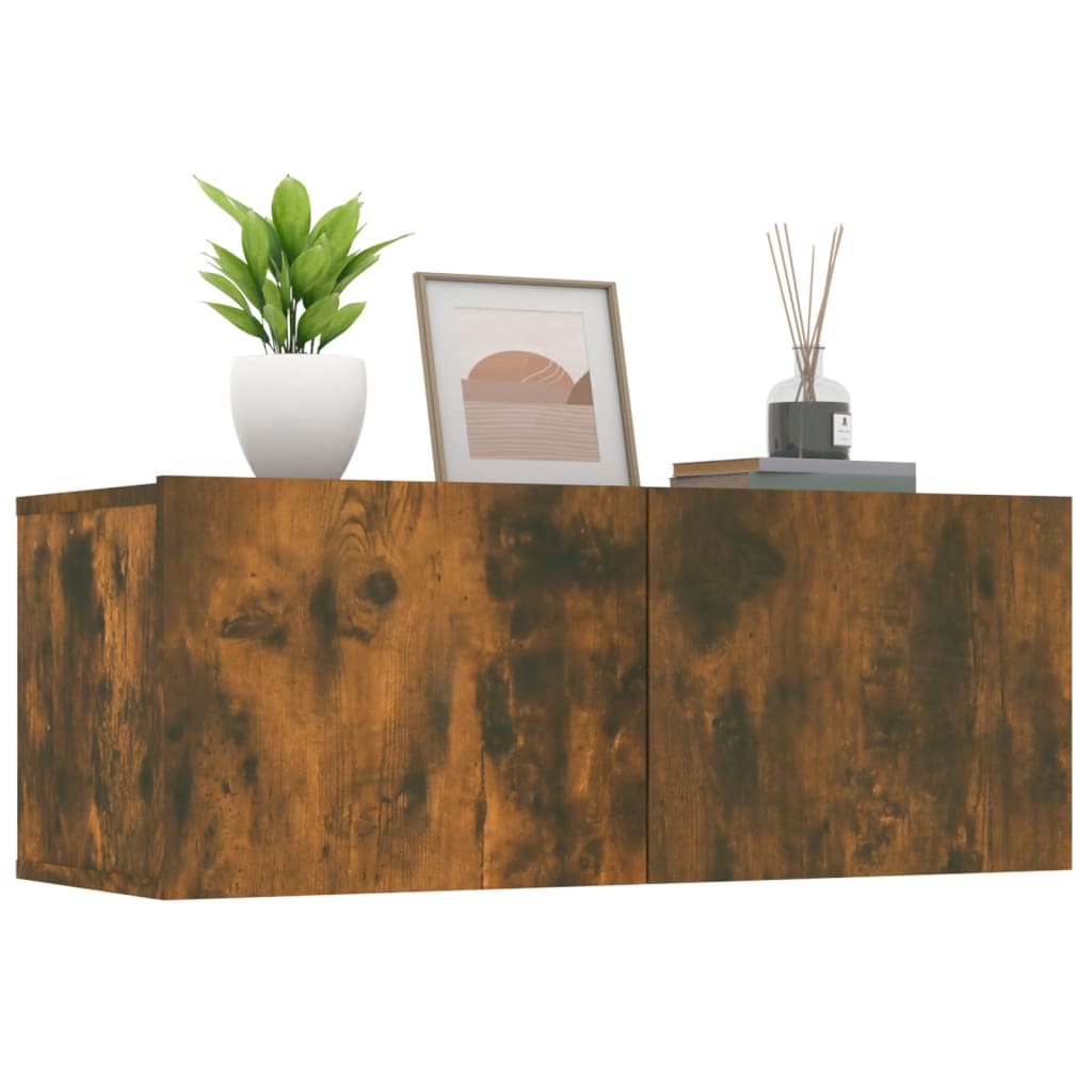 Tv-meubel 80x30x30 cm bewerkt hout bruin eikenkleur