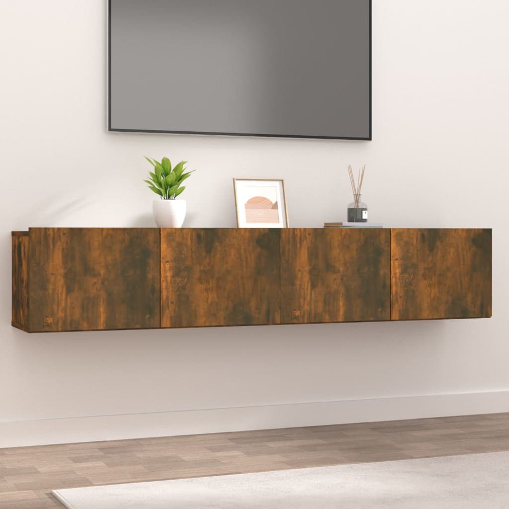 Meuble TV 80x30x30 cm finition bois couleur chêne marron