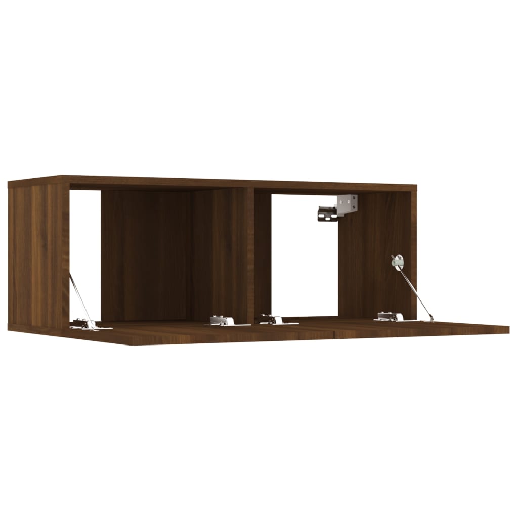 Meuble TV 80x30x30 cm finition bois couleur chêne marron