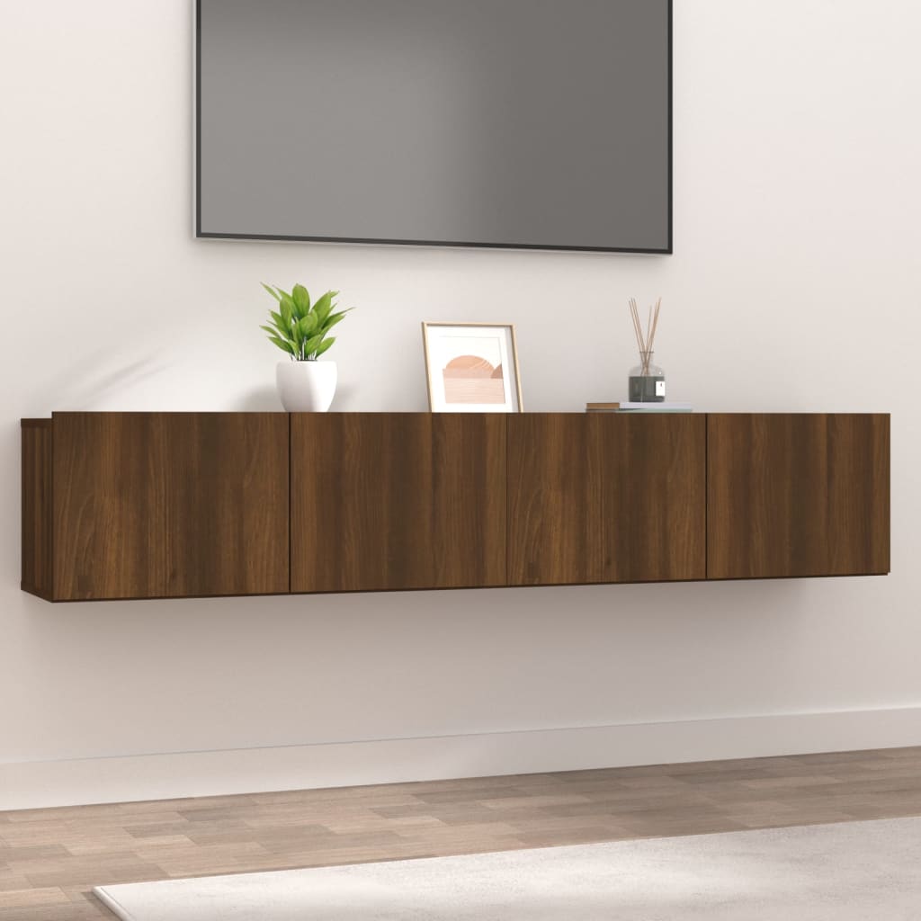 Meuble TV 80x30x30 cm finition bois couleur chêne marron