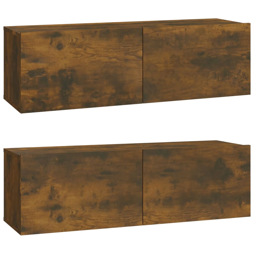 Meuble mural TV 2 pcs 100x30x30 cm bois couleur chêne