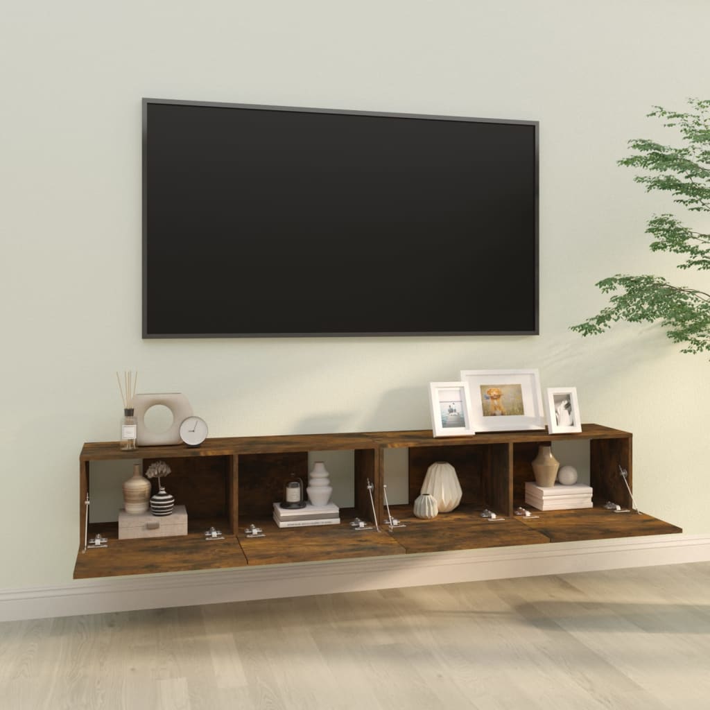 Meuble mural TV 2 pcs 100x30x30 cm bois couleur chêne