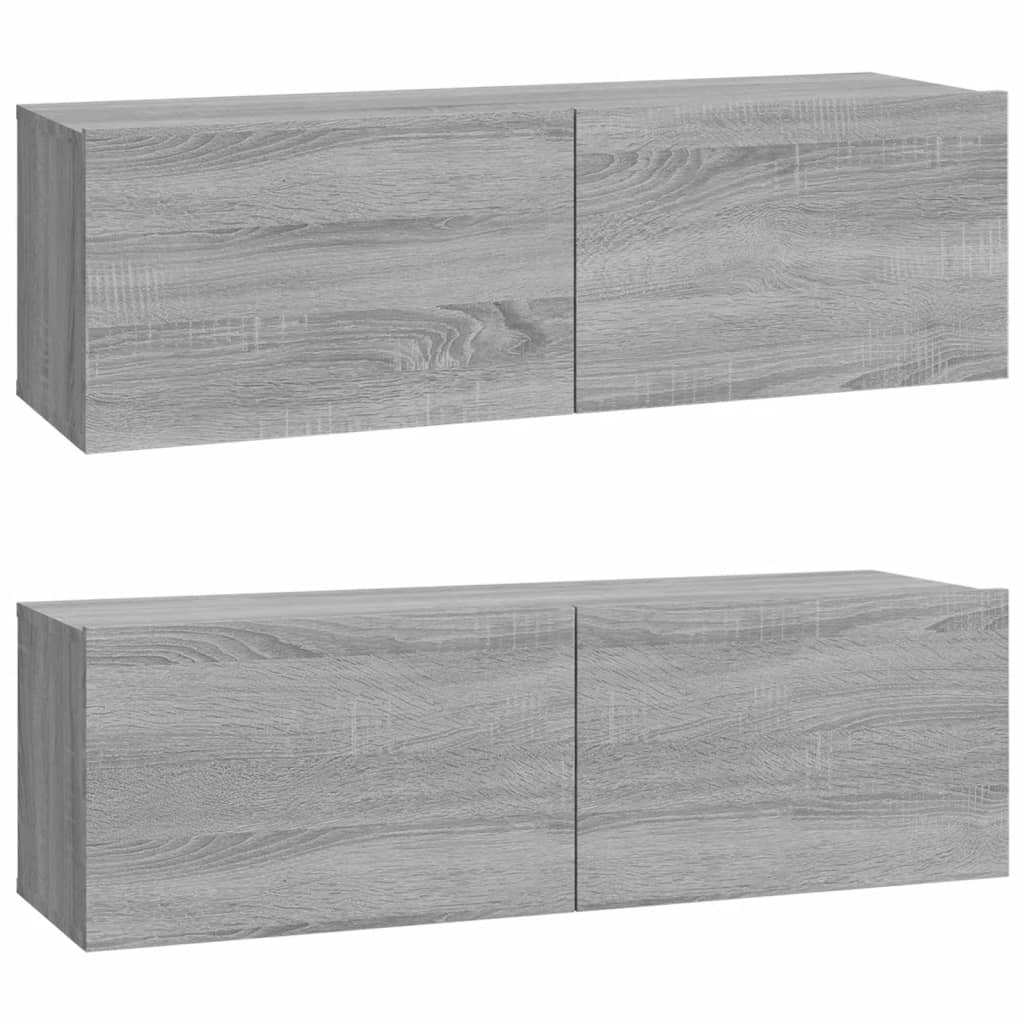 Meuble mural TV 2 pcs 100x30x30 cm bois couleur chêne