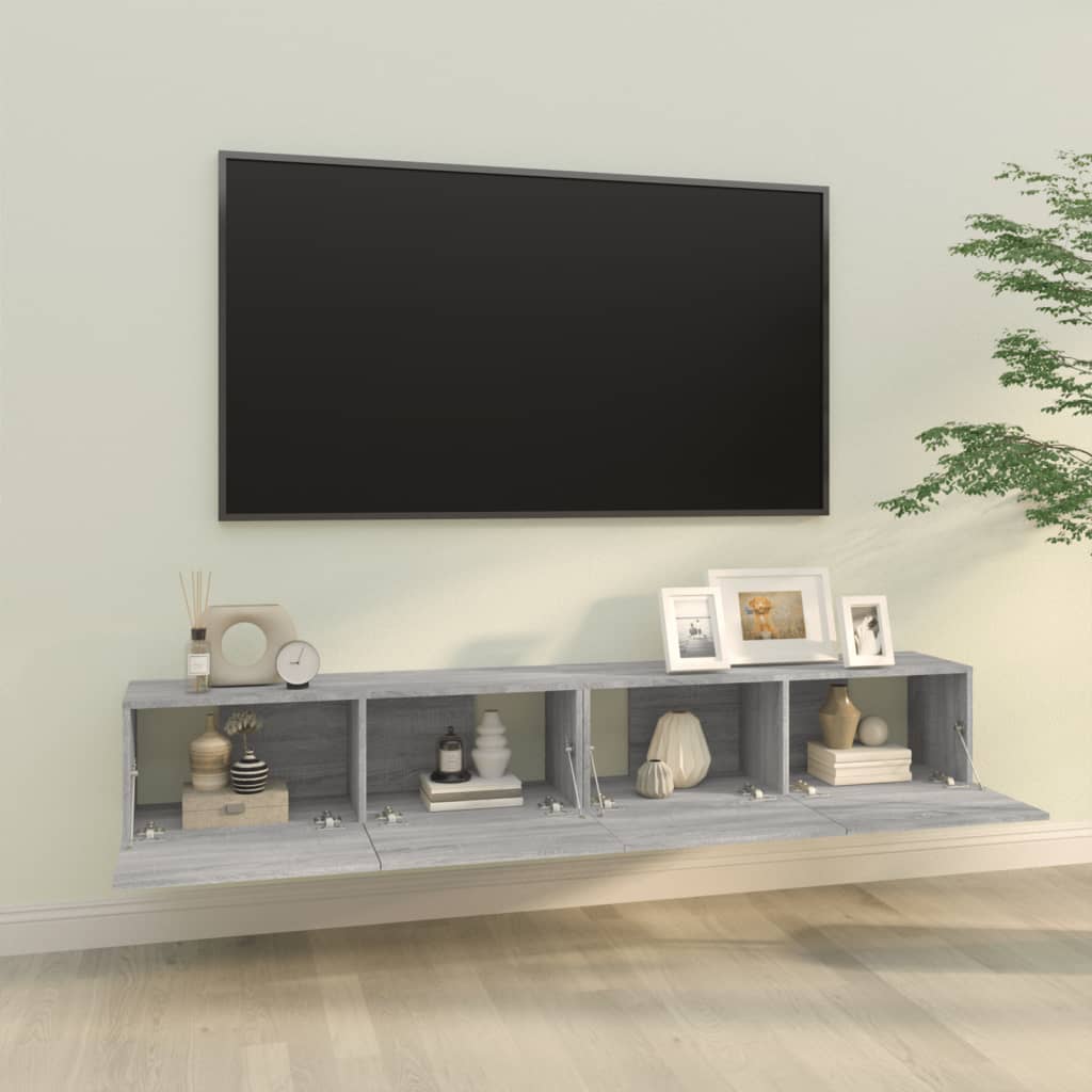 Meuble mural TV 2 pcs 100x30x30 cm bois couleur chêne