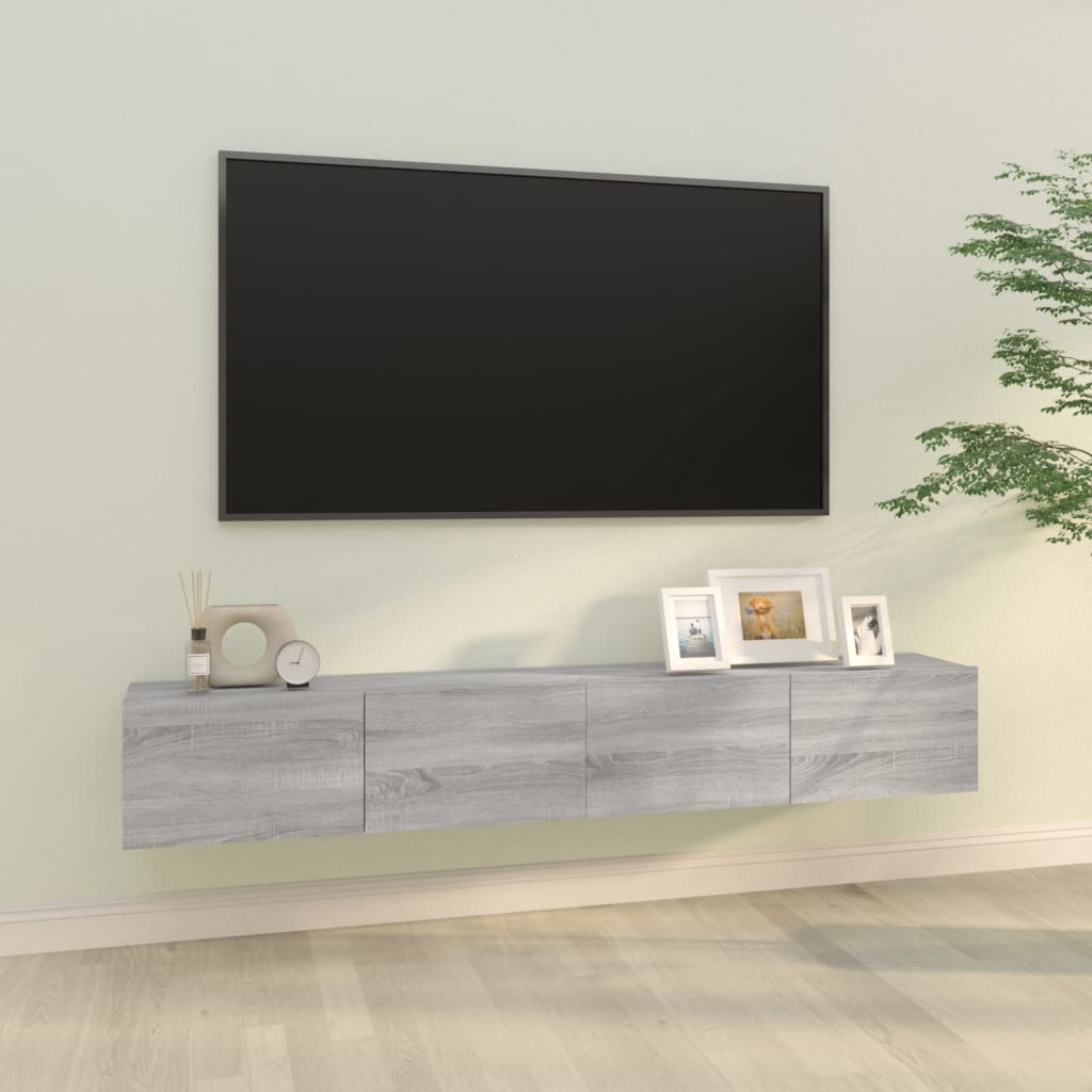 Meuble mural TV 2 pcs 100x30x30 cm bois couleur chêne