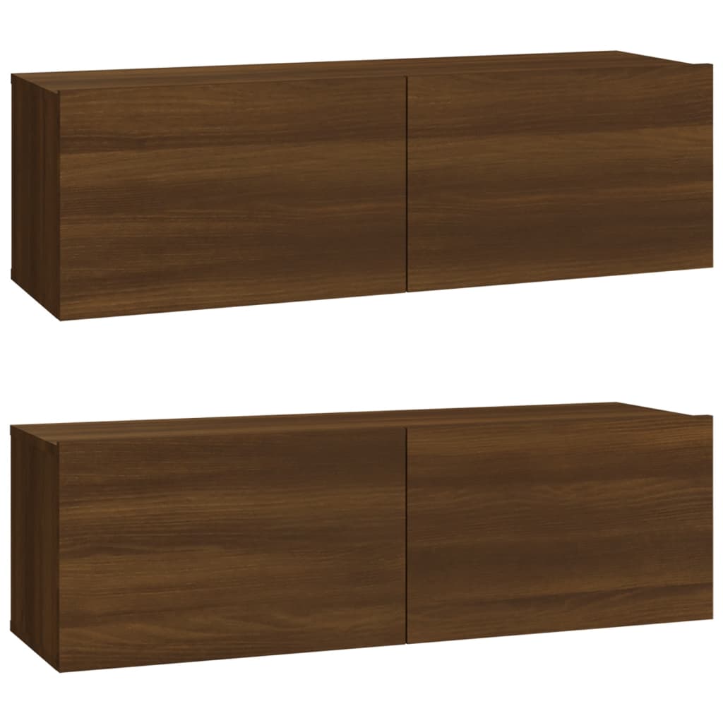 Meuble mural TV 2 pcs 100x30x30 cm bois couleur chêne