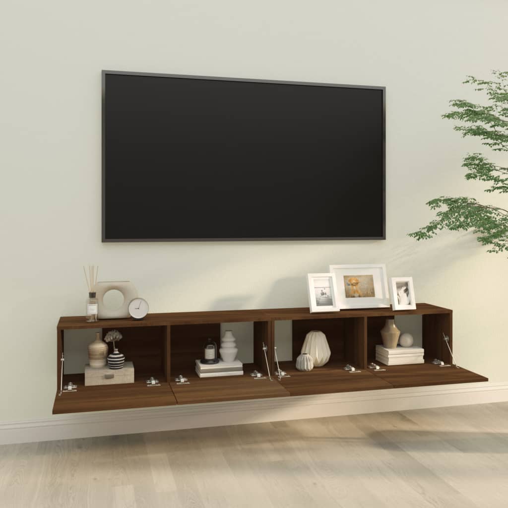 Meuble mural TV 2 pcs 100x30x30 cm bois couleur chêne