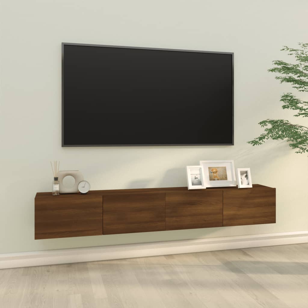 Meuble mural TV 2 pcs 100x30x30 cm bois couleur chêne