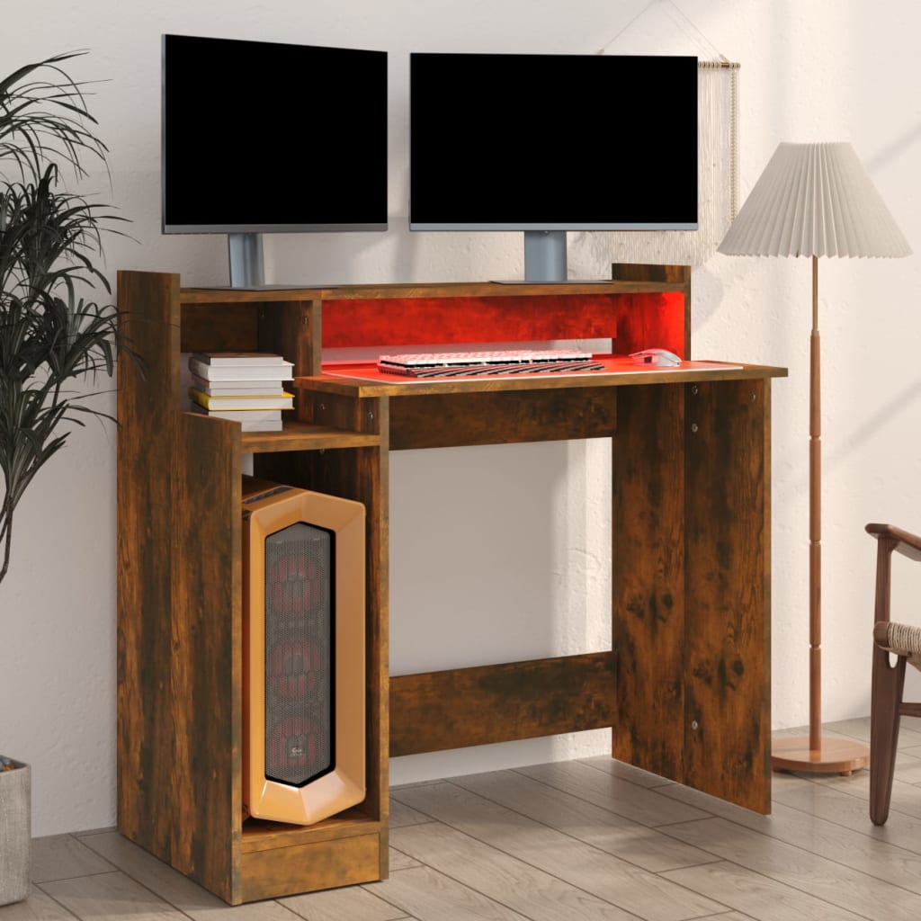 Bureau avec éclairage LED 97x45x90 cm bois fini