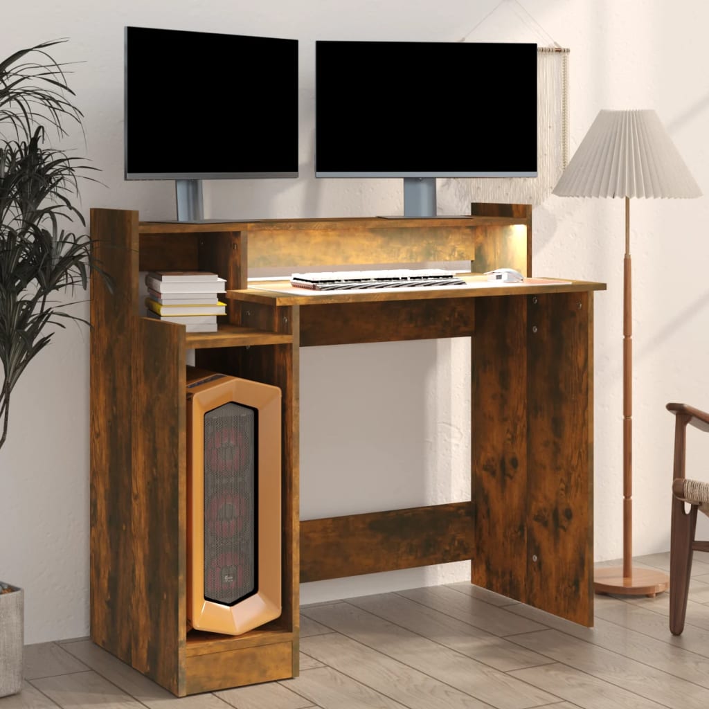 Bureau avec éclairage LED 97x45x90 cm bois fini