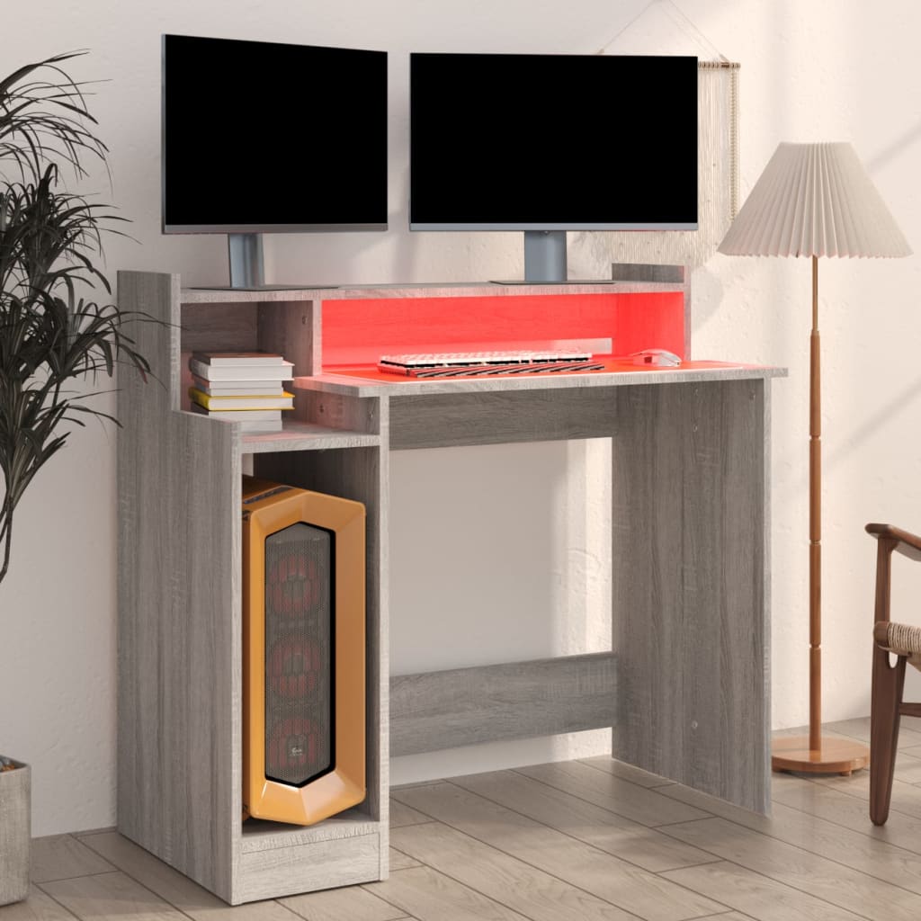 Bureau avec éclairage LED 97x45x90 cm bois fini