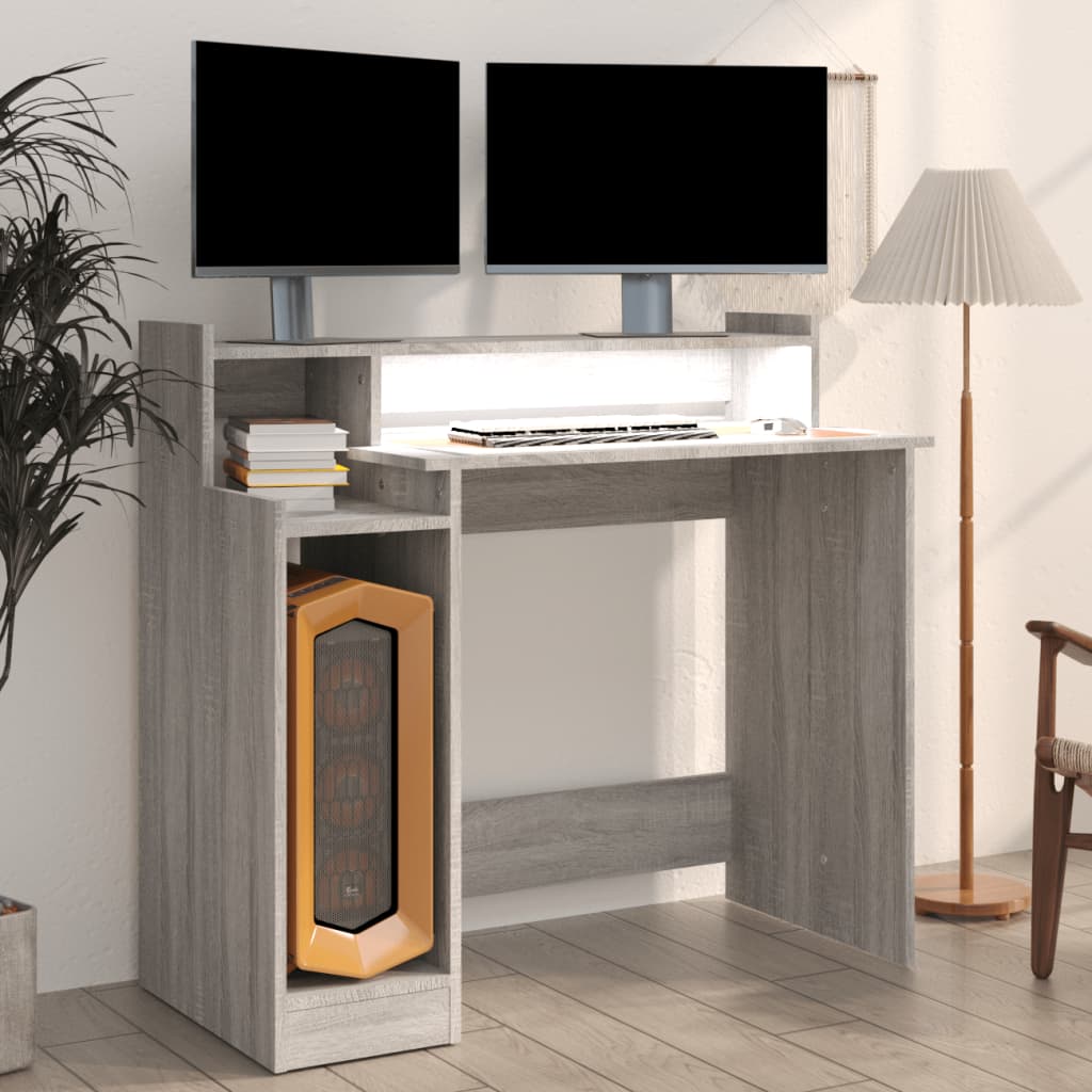 Bureau avec éclairage LED 97x45x90 cm bois fini