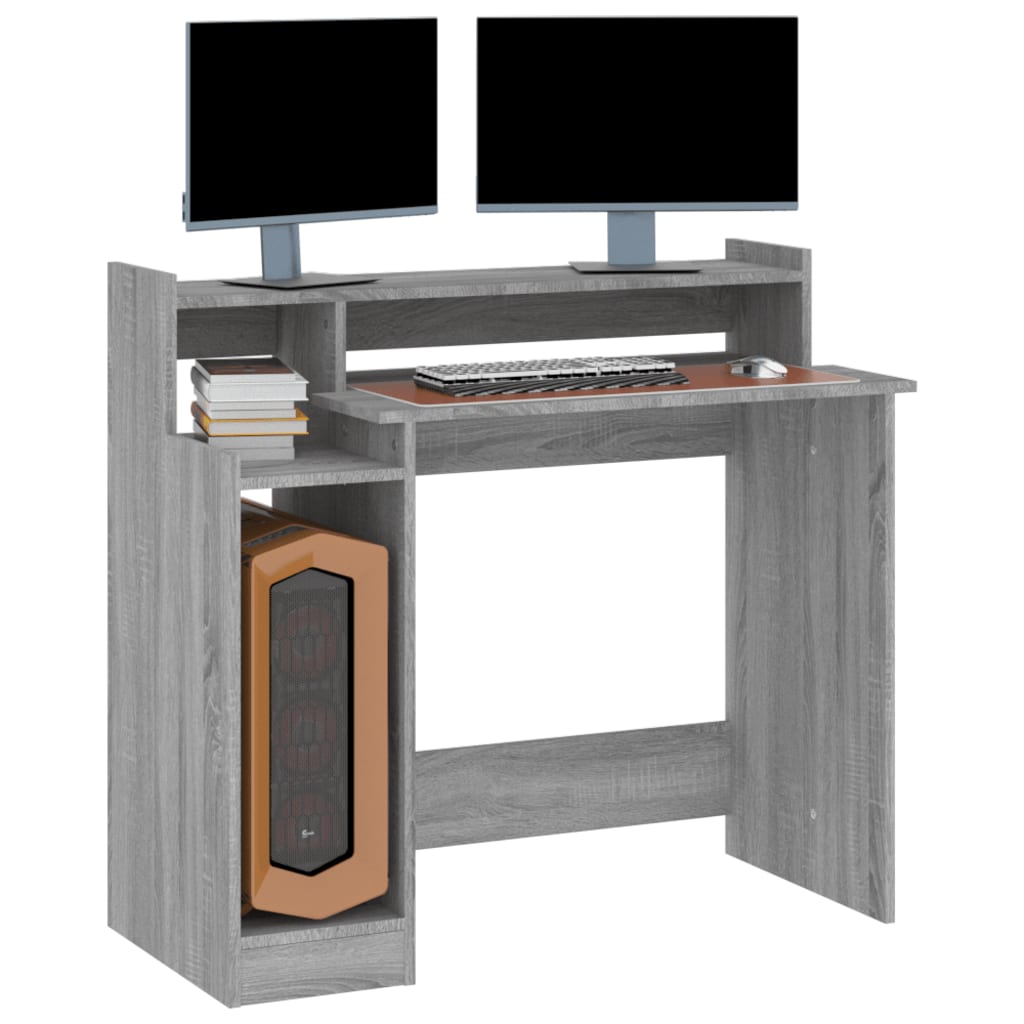 Bureau met LED-verlichting 97x45x90 cm bewerkt hout