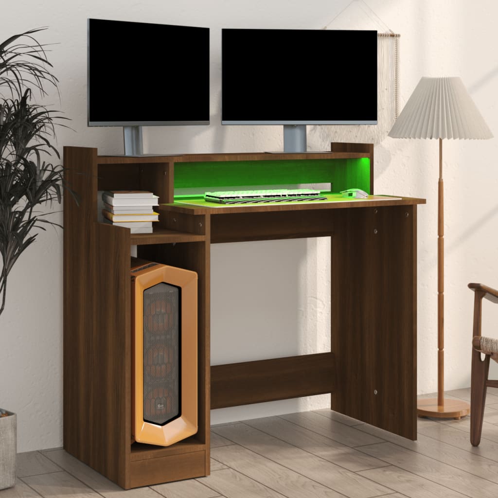 Bureau avec éclairage LED 97x45x90 cm bois fini