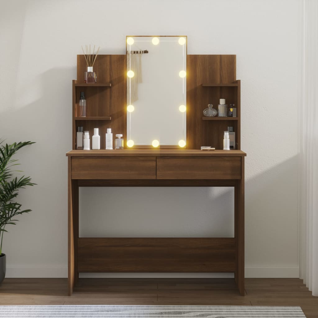 Kaptafel met LED-verlichting 96x40x142 cm eikenkleur