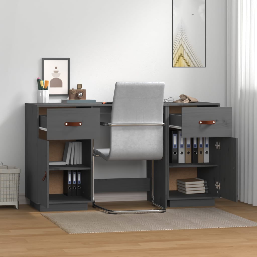 Bureau met kastjes 135x50x75 cm massief grenenhout