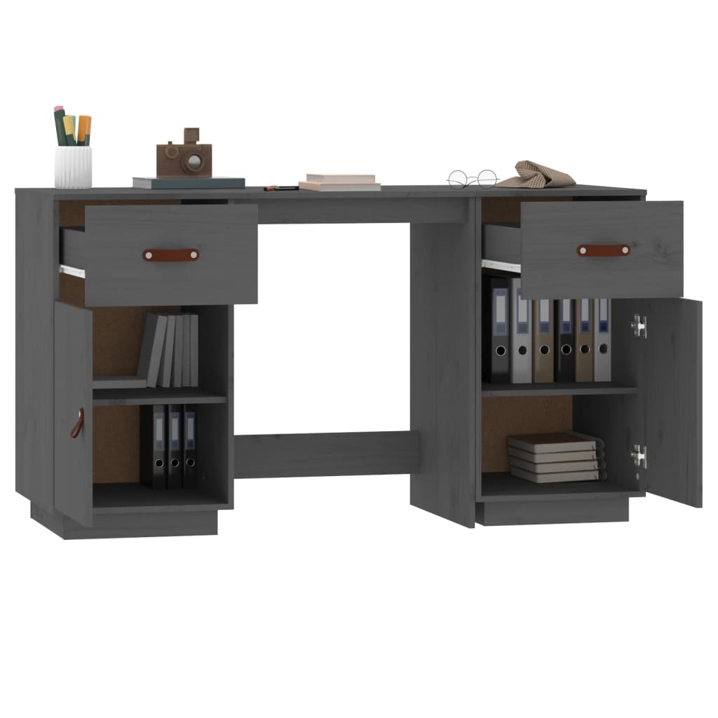 Bureau met kastjes 135x50x75 cm massief grenenhout