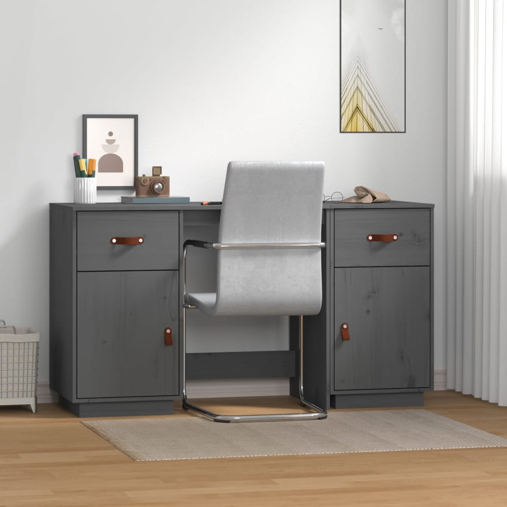 Bureau met kastjes 135x50x75 cm massief grenenhout