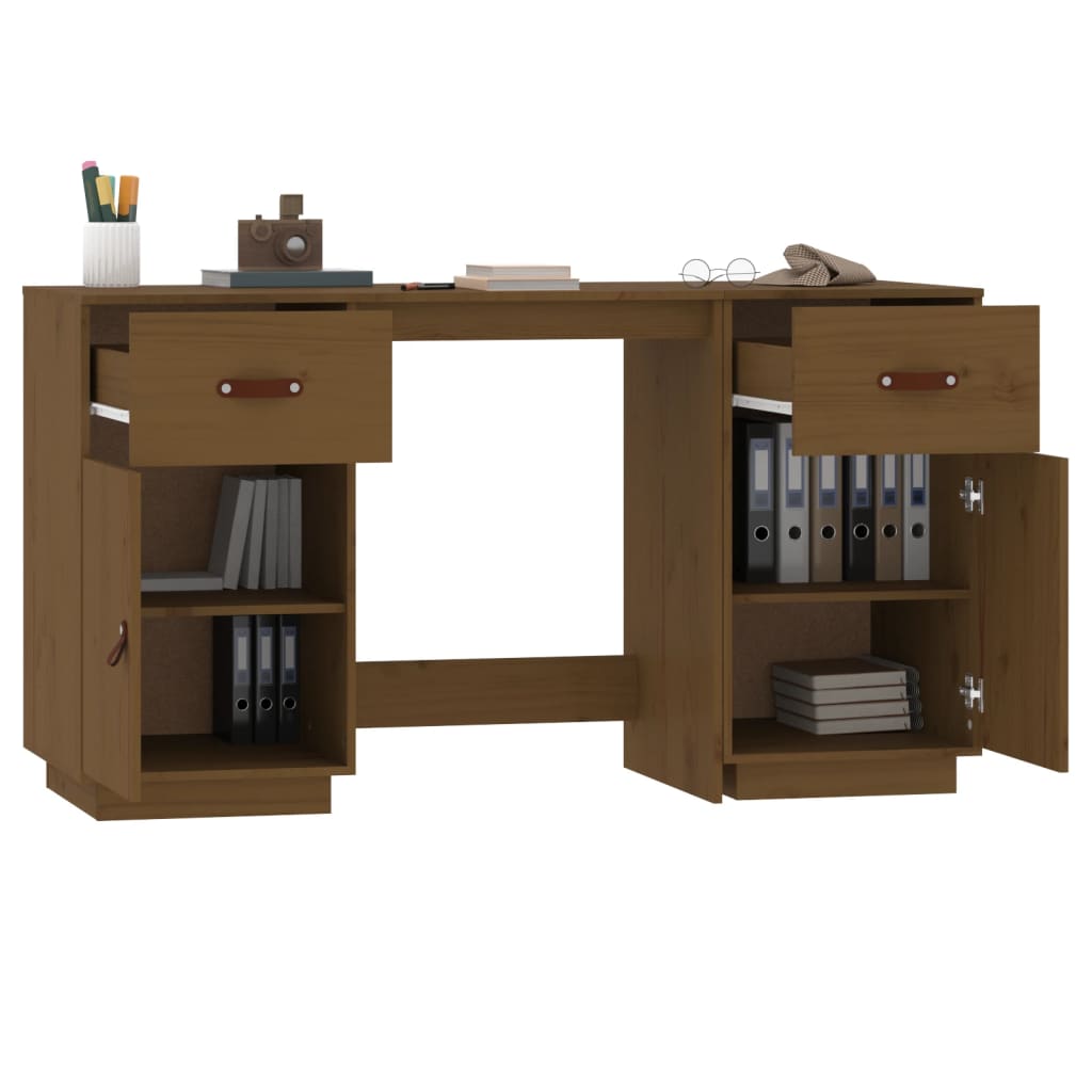 Bureau met kastjes 135x50x75 cm massief grenenhout