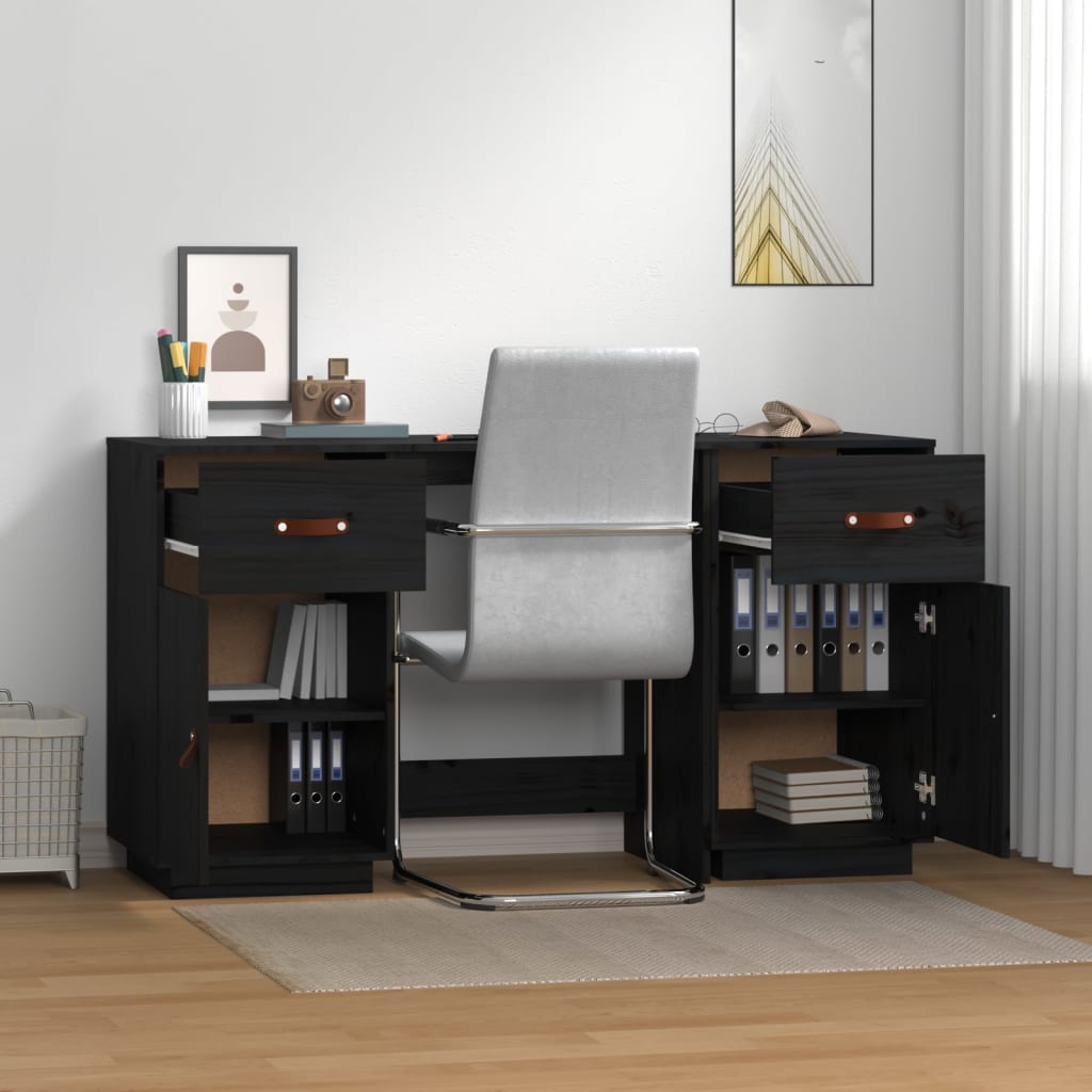 Bureau met kastjes 135x50x75 cm massief grenenhout